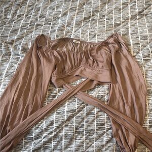 Blush Crop Top with Long Sleeves